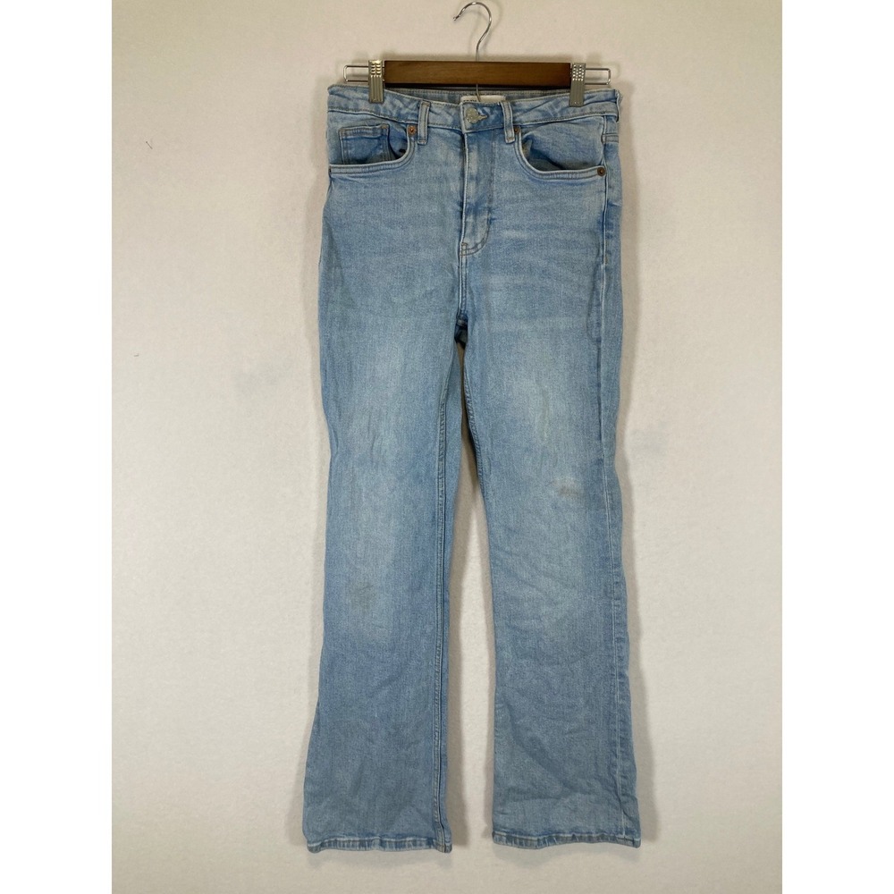 Y2K Aesthetic Zara Women Size 4 Light Blue High Waisted Slim Flare Jeans
